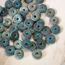 8x2mm Green Patina Greek Ceramic Washers - Pack of 50