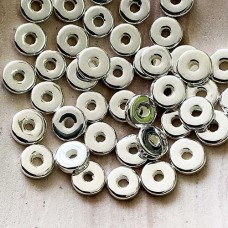 8mm Greek Ceramic Washer Spacers - Fine Silver - Pack of 10