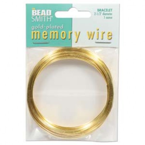 2.5" Beadsmith Gold Plated Bracelet Memory Wire - 1oz