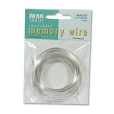1.75" (4.4cm) Beadsmith Silver Plated Bracelet Small Memory Wire - 1oz (80-90 loops)