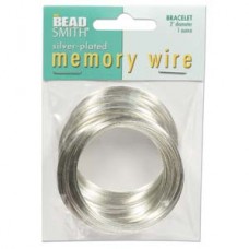 2" (50mm) Beadsmith Silver Plated Steel Bracelet Memory Wire - 1oz