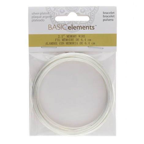 2.5" (62.5mm) Beadsmith Silver Plated Steel Bracelet Memory Wire - 1oz (app 60 loops)