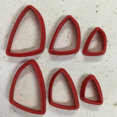 Set of 6 - Mirrored Offset Shields - Polymer Clay Cutters 
