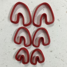 Set of 6 - Mirrored Organic U Shaped Drops - Polymer Clay Cutters 