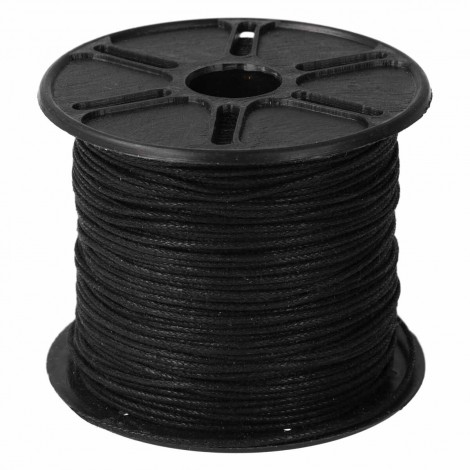 1mm Black Waxed Indian Cotton Cord - 100m Spool