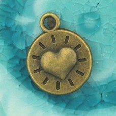 22x18mm Ant Bronze Heart Charm Pendant - Pack of 10