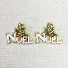 13x18mm Gold Plated Enamelled Christmas Charms - Noel