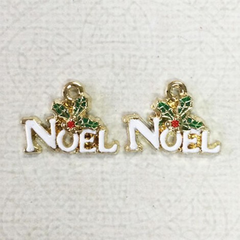 13x18mm Gold Plated Enamelled Christmas Charms - Noel