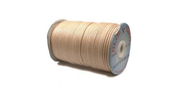 2mm Natural Lightly Waxed Cotton Cord - 100m spool, WAXED CORD