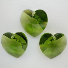 10mm Swarovski Crystal Heart Drops - Olivine - Pack of 2