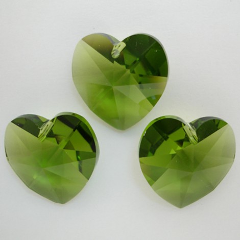10mm Swarovski Crystal Heart Drops - Olivine - Pack of 2