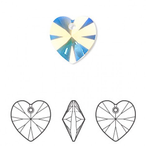 14mm Swarovski Crystal Hearts - Crystal AB - Each 14mm Swarovski Crystal Hearts - Crystal AB - Each