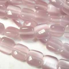 8mm Cats Eye Optic Fibre Square Beads - Lt Amethyst - Strand
