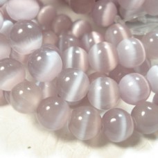 8mm Cats Eye Optic Fibre Beads - Light Amethyst - Strand