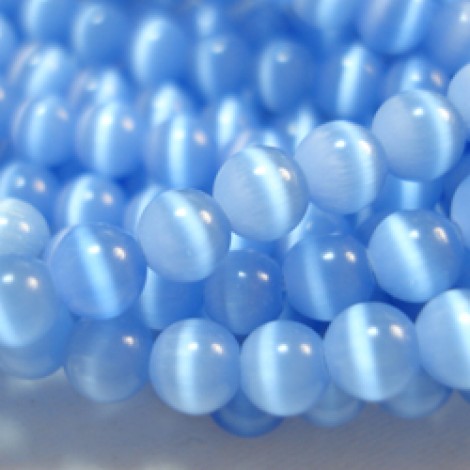 4mm Light Blue Cats Eye Beads