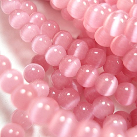 4mm Rose Pink Cats Eye Beads