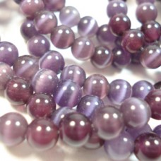 6mm Dk Purple Cats Eye Beads - Strand