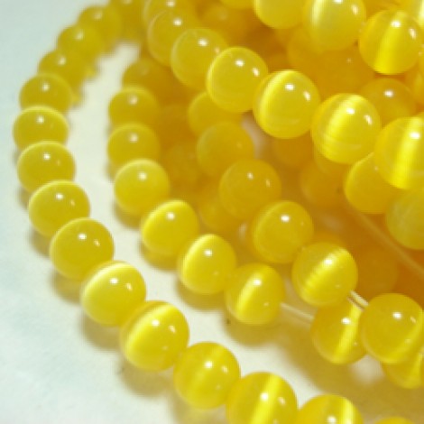 4mm Golden Yellow Cats Eye Beads