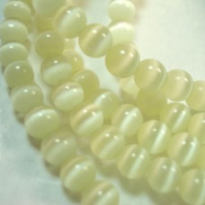 4mm Pale Lemon Cats Eye Beads - Strand