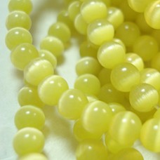 4mm Yellow Cats Eye Optic Fibre Beads - Strand