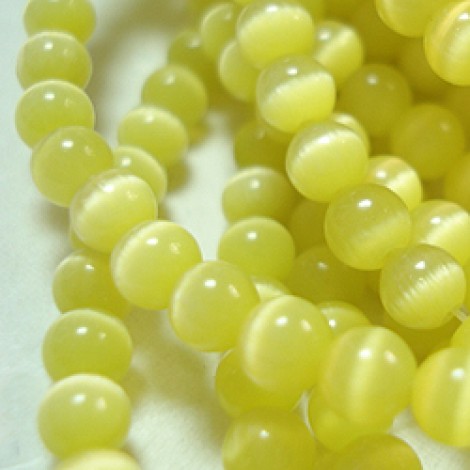 4mm Yellow Cats Eye Optic Fibre Beads