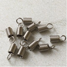 11x5.5mm (3.5mm ID) Nickel Plated Steel Coil Cord Ends - Pack of 10