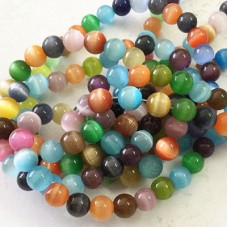 6mm Mixed Cats Eye Round Beads