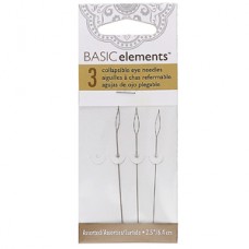 2.5" (62.5mm) Beadsmith Assorted Collapsible Eye Beading Needles - 3 needles per pack