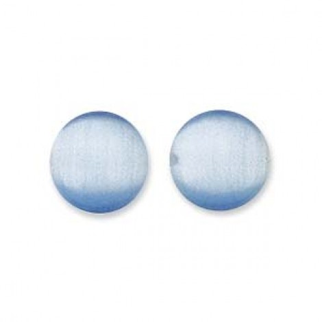 8mm Round Disk Cats Eye Beads - Lt Blue