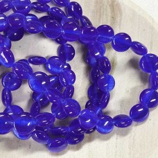 8mm Round Disk Cats Eye Beads - Royal Blue - Strand