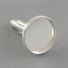 14mm ID Silver Plated Brass Cufflinks w/Bezel Setting