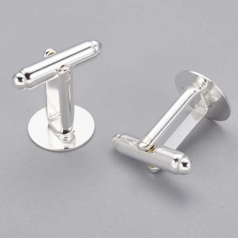 Silver Plated Cuff Links w/13mm Glueable Pad