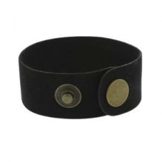 225x25mm Black Leather Cuff Bracelets with Brass Snaps