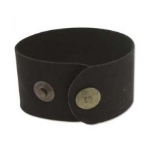 225x37mm Black Leather Cuff Bracelets with Brass Snaps - Each
