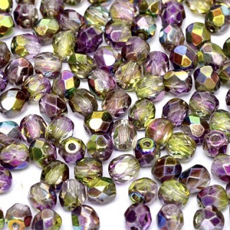 4mm Czech Firepolish Beads - Crystal Magic Orchid