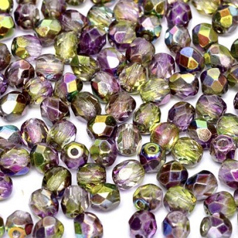 4mm Czech Firepolish Beads - Crystal Magic Orchid - Pack of 50