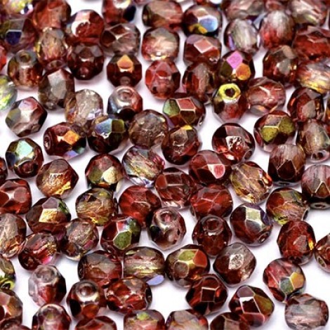 4mm Czech Firepolish Beads - Crystal Magic Wine - Pack of 50