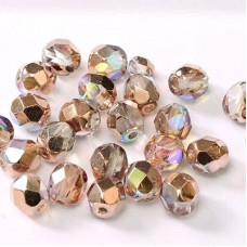 4mm Czech Firepolish Beads - Crystal Copper Rainbow
