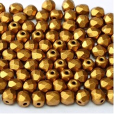 4mm Czech Firepolish Beads - Brass Gold