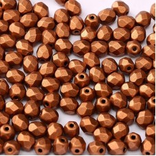 4mm Czech Firepolish Beads - Copper - Pack of 50