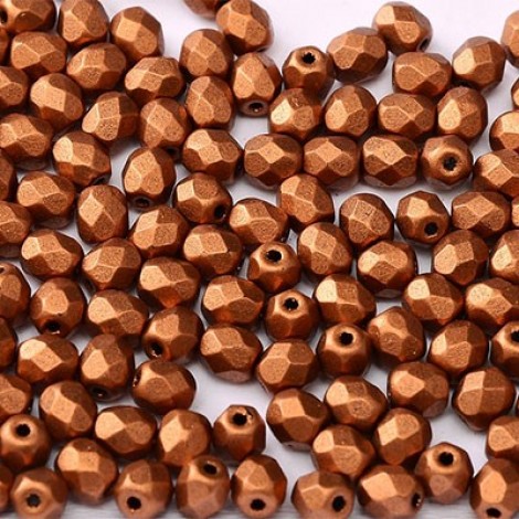 4mm Czech Firepolish Beads - Copper - Pack of 50