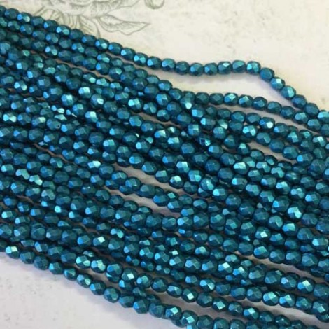 4mm Czech Firepolish Beads - Saturated Metallic Shaded Spruce - Pack of 50 4mm Czech Firepolish Beads - Saturated Metallic Shaded Spruce - Pack of 50