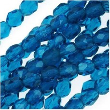 4mm Czech Fire-Polished Beads - Capri Blue - Pack of 50