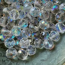 10mm Czech Firepolish Round Beads - Crystal AB - Pack of 20