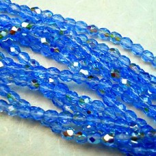 4mm Czech Firepolish Beads - Sapphire AB - Pack of 50
