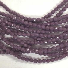 4mm Czech Firepolish Beads - Opaque Purple - Pack of 50