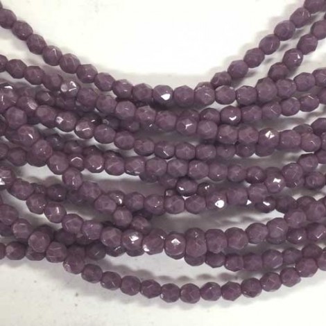 4mm Czech Firepolish Beads - Opaque Purple - Pack of 50