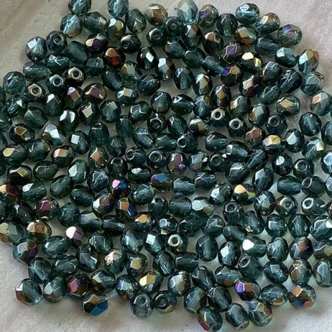 4mm Czech Firepolish Beads - Twilight Montana Blue - Pack of 50