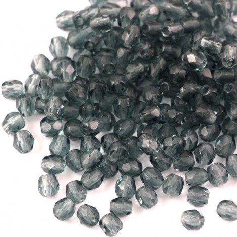 4mm Czech Fire-Polish Beads - Montana Blue - Pack of 50