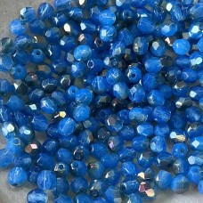 4mm Czech Firepolish Beads - Twilight Milky Sapphire - Pack of 50